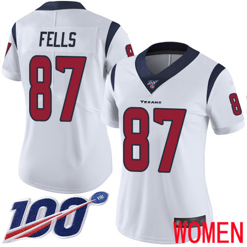 Houston Texans Limited White Women Darren Fells Road Jersey NFL Football 87 100th Season Vapor Untouchable